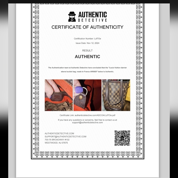 LOUIS VUITTON Damier Ebene Marais With COA Bucket REHAB - Picture 13 of 13